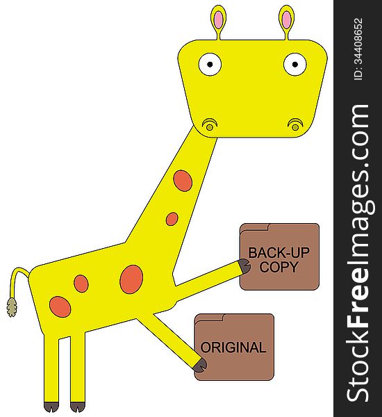 A giraffe made a back-up copy of a folder. A giraffe made a back-up copy of a folder