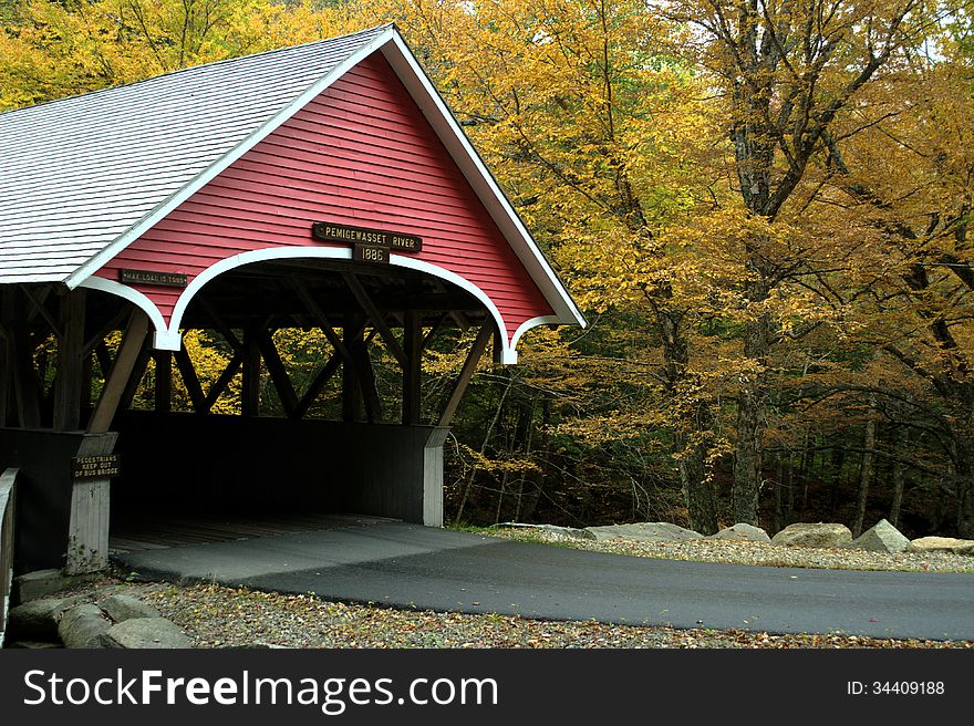 Covered Bridge In Autumn