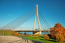 Cable-stayed Bridge In Riga Royalty Free Stock Photo