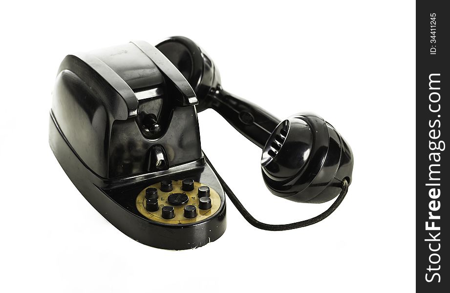 Old black retro telephone