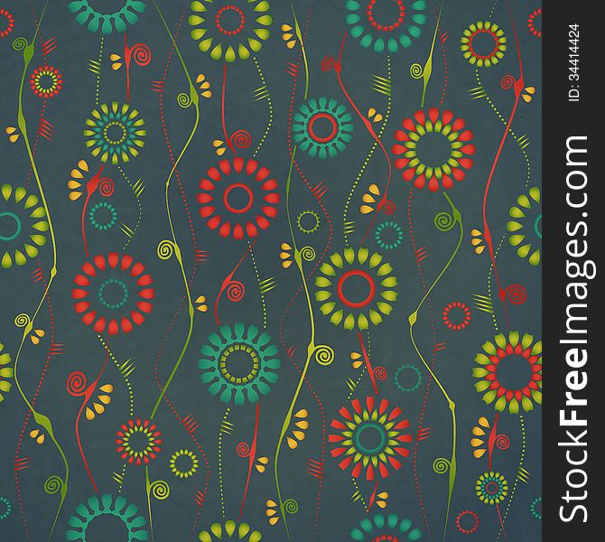 New seamless pattern with colorful flowers can use like vintage background. New seamless pattern with colorful flowers can use like vintage background