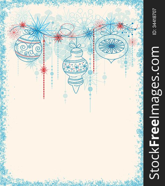 Christmas vector background with blue decorations. Christmas vector background with blue decorations