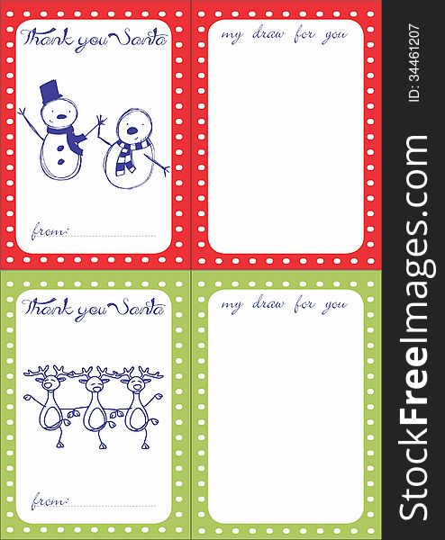 Printable Art Christmas Santa Thanks Tags