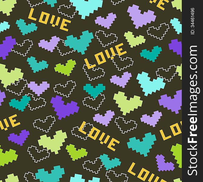 Seamless pattern with hearts and love