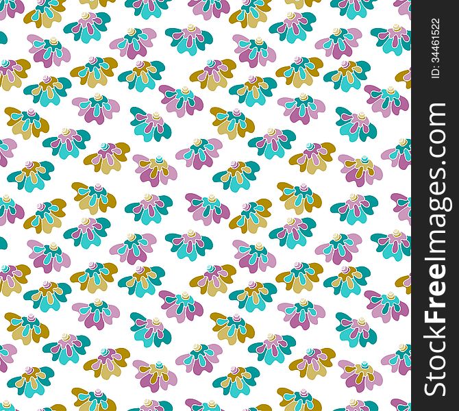 Seamless Pattern With Many Flowers