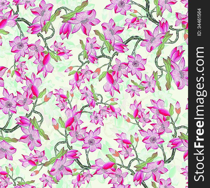Seamless floral pattern of lovely pink flowers. Seamless floral pattern of lovely pink flowers