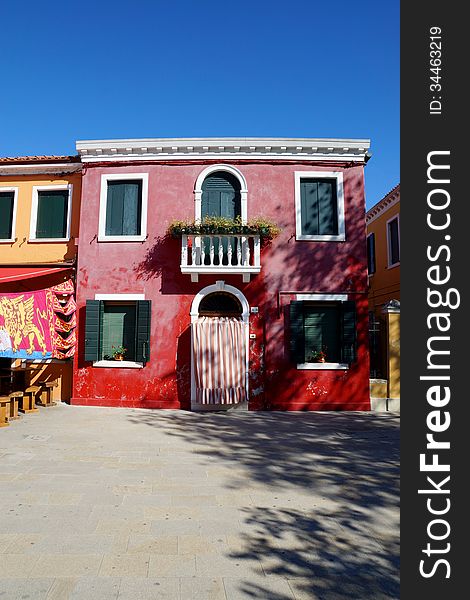 Colored facades of the island of Burano, Venice, Italy