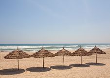Umbrellas Seaside Beach. Royalty Free Stock Photos Umbrellas Seaside Beach. Royalty Free Stock Photos