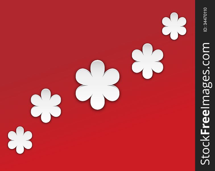 Red background with white paper flowers. Red background with white paper flowers.