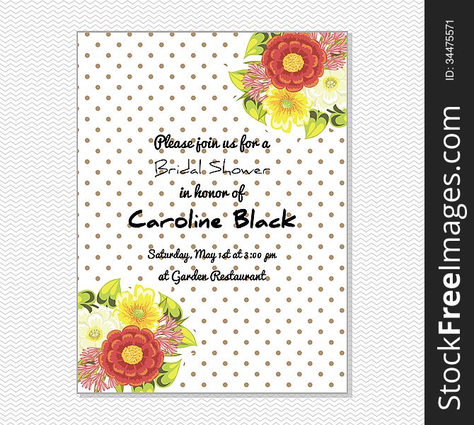 Wedding card or invitation with abstract floral background