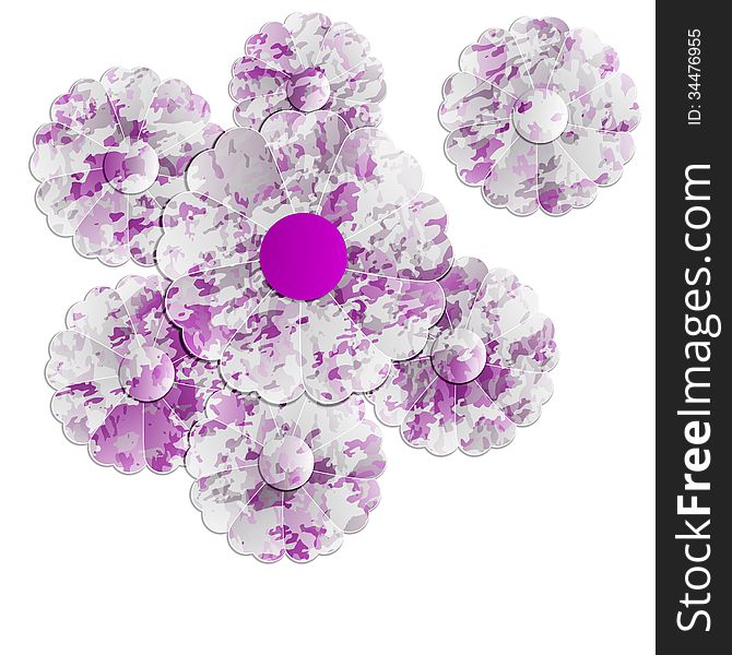 Vector violet floral objects and shadow