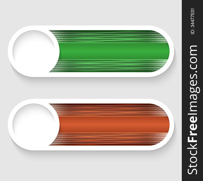 Green and red abstract vector buttons