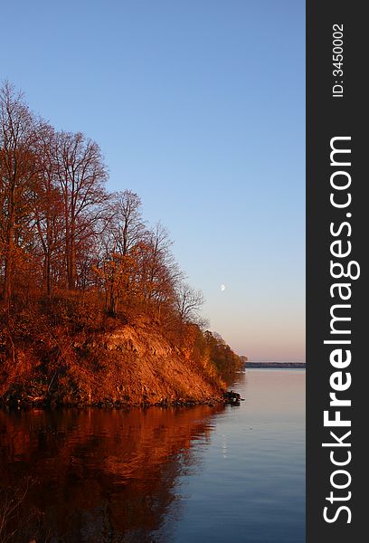 Autumn lanscape with moon