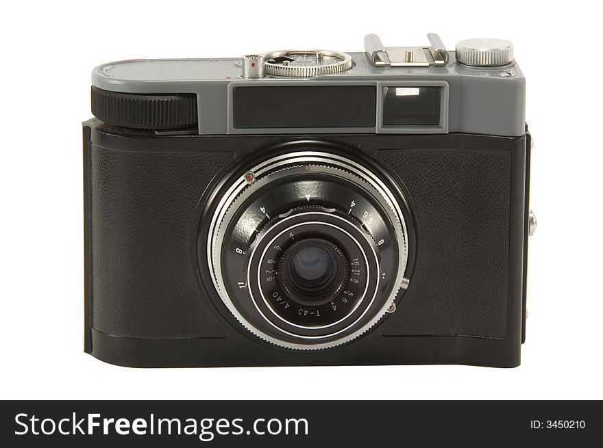 The old analog camera for film with white background.