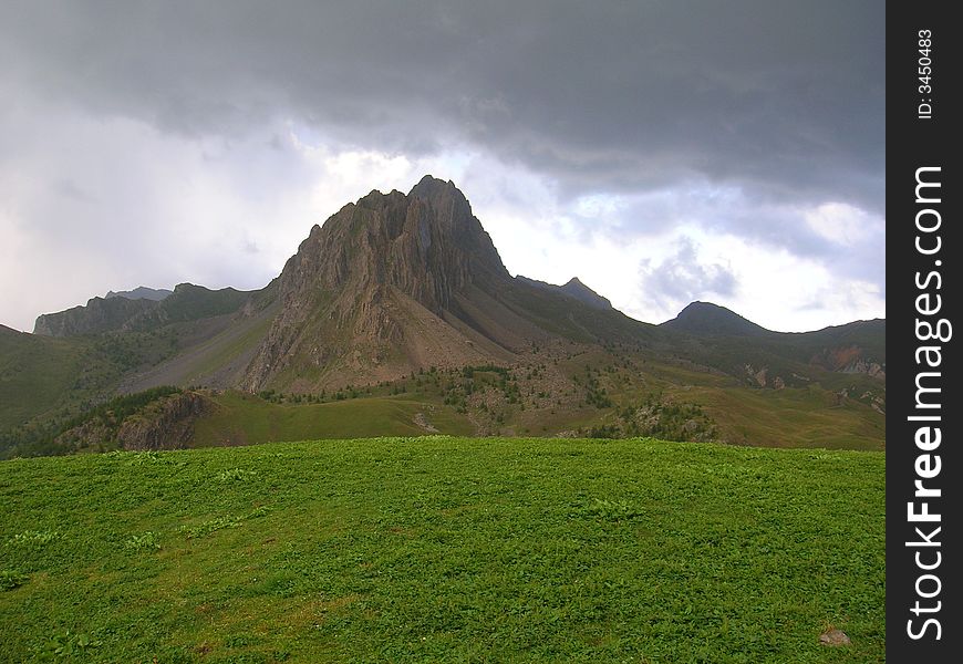 Thunderstorm over Rocca La Meje in the Western Alps. Thunderstorm over Rocca La Meje in the Western Alps