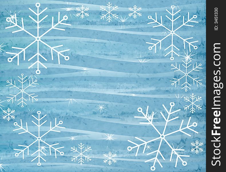 A background pattern illustration rustic textured featuring snowflakes in white and blue. A background pattern illustration rustic textured featuring snowflakes in white and blue