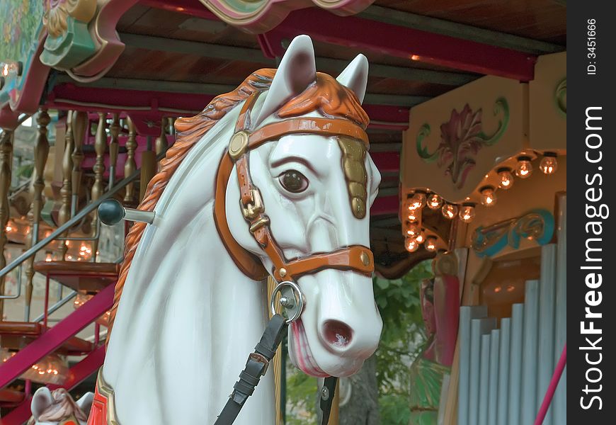 Carousel horse in an old carousel in south france. Carousel horse in an old carousel in south france