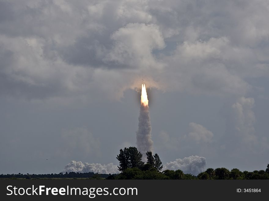 Space shuttle launch over the Indian River in Florida