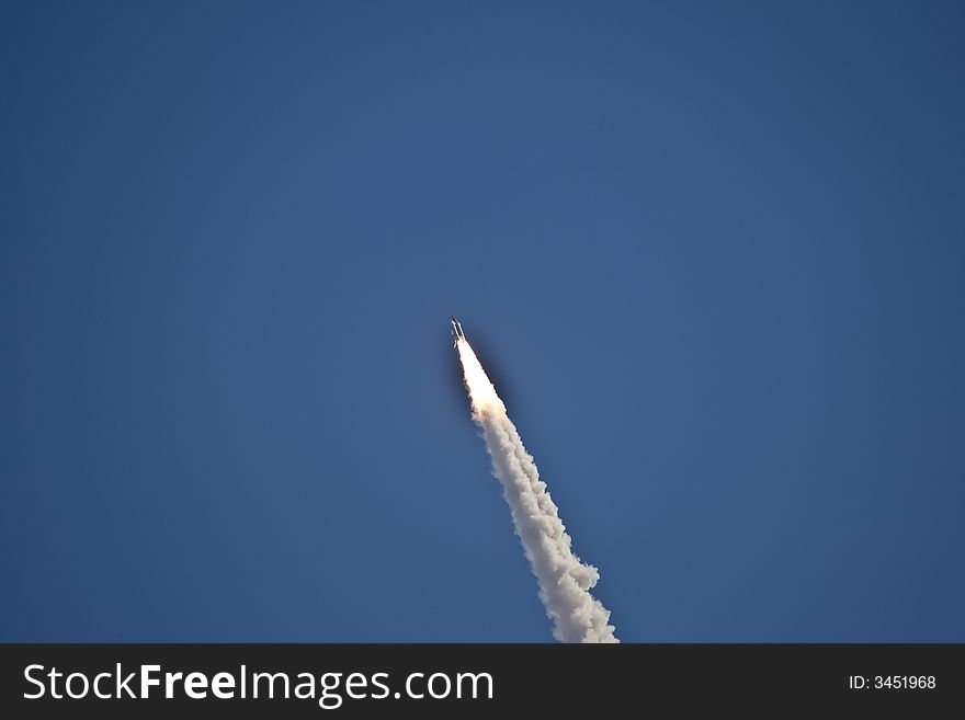 Space shuttle launch over the Indian River in Florida