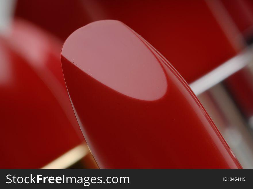 Lipstick in various shades of red. Lipstick in various shades of red.