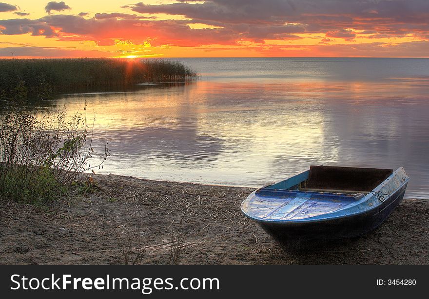 Sunrise on Curonianlagoon. Kaliningrad reg,Russia. Sunrise on Curonianlagoon. Kaliningrad reg,Russia