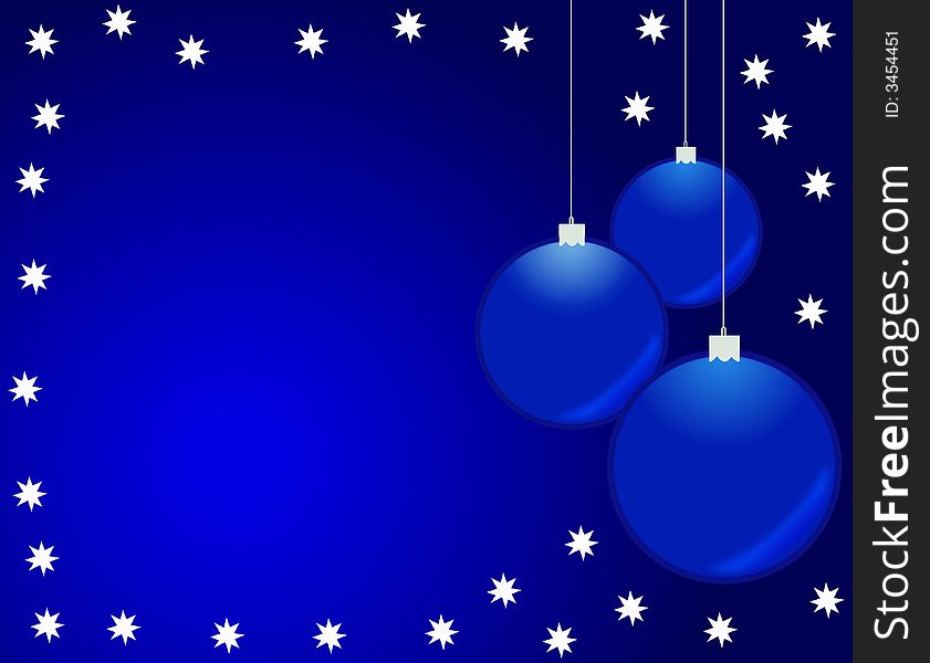 Christmas Background withs white stars and blue balls
