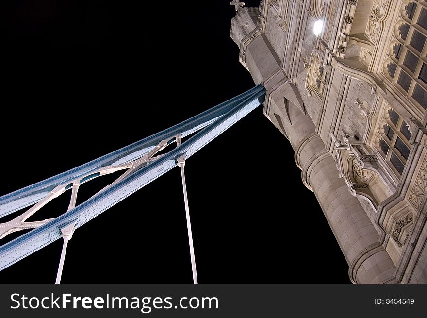 Fragment of Tower Bridge at night