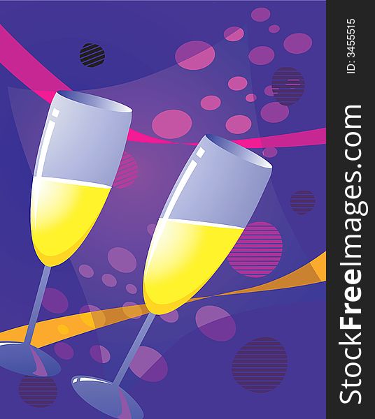 Illustration of Two glass of Champagne. Illustration of Two glass of Champagne