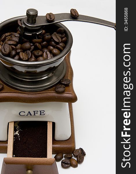 Coffee Grinder with beans in it