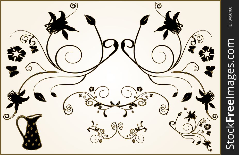 Design floral vector frame elements. Design floral vector frame elements