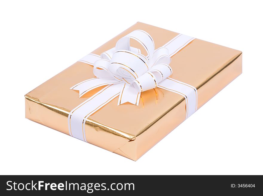 Golden present with white bow - crosswise  bond