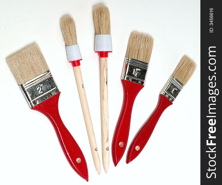 Group of brushes on white