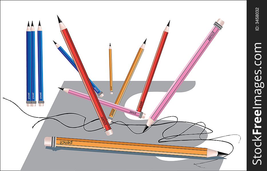The vector image of color pencils