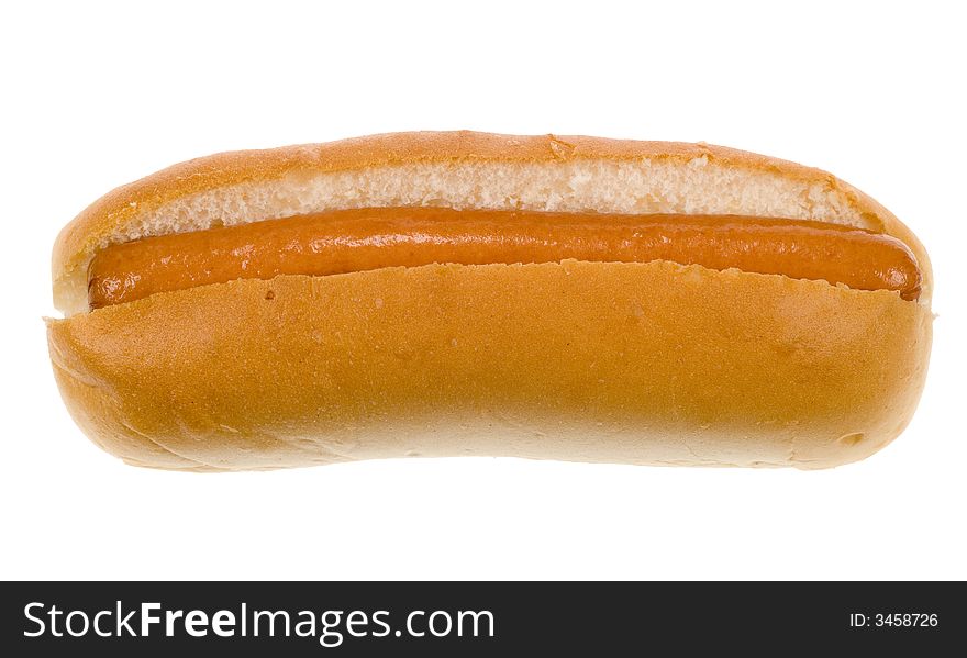 Hot dog in a bun isolated on a white background