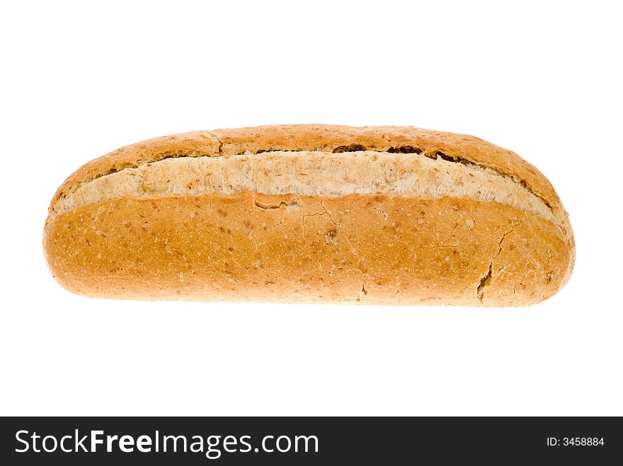 Brown bread bun isolated on a white background