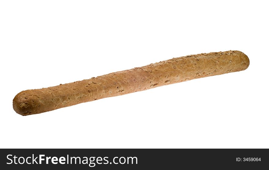 Fresh baguette bread isolated on a white background