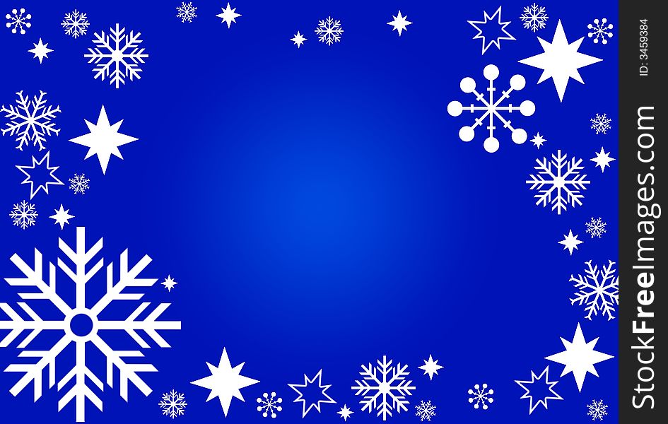 Winter background with different white snowflakes