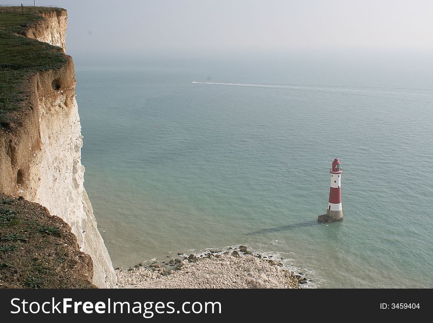 A view over a lighthouse in the south coast of England near Beachy-Head.  Apparently one of the top suicide locations in the country. A view over a lighthouse in the south coast of England near Beachy-Head.  Apparently one of the top suicide locations in the country.