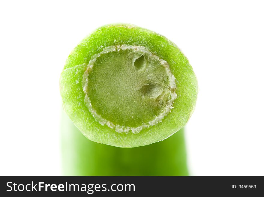 Green stalk of paprika macro close-up