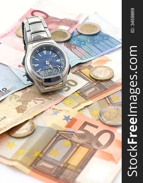 European money on white background