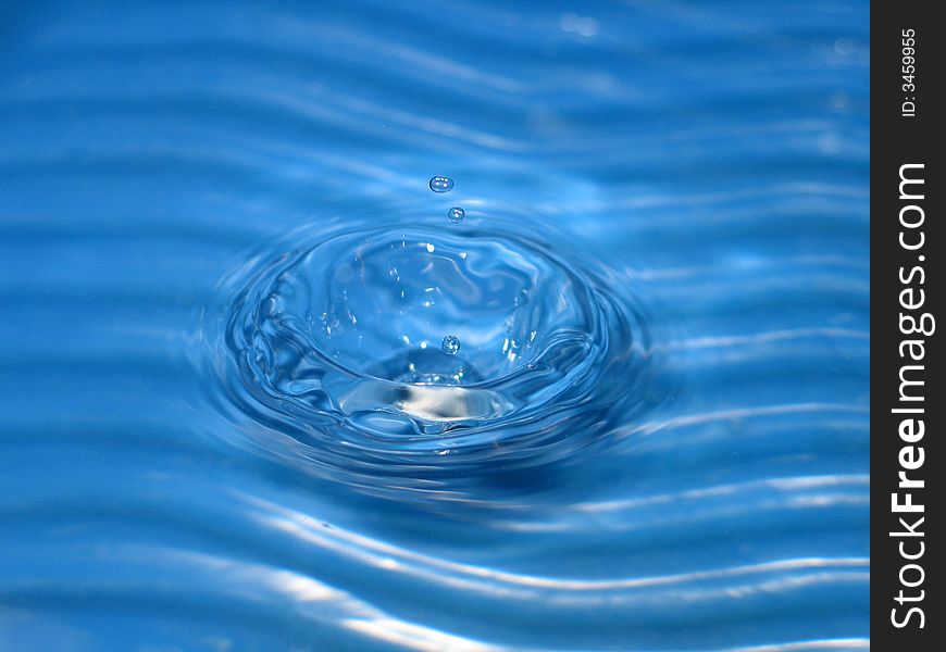 A drop of water in blue. A drop of water in blue