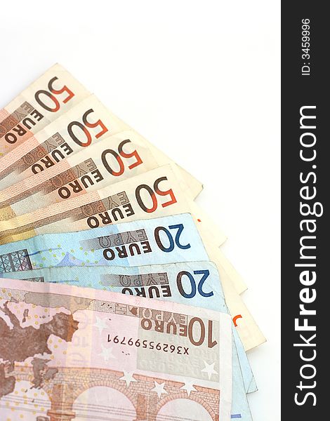 European money on white background