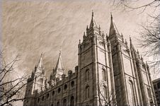 Salt Lake City Temple In Sepia Royalty Free Stock Photos Salt Lake City Temple In Sepia Royalty Free Stock Photos