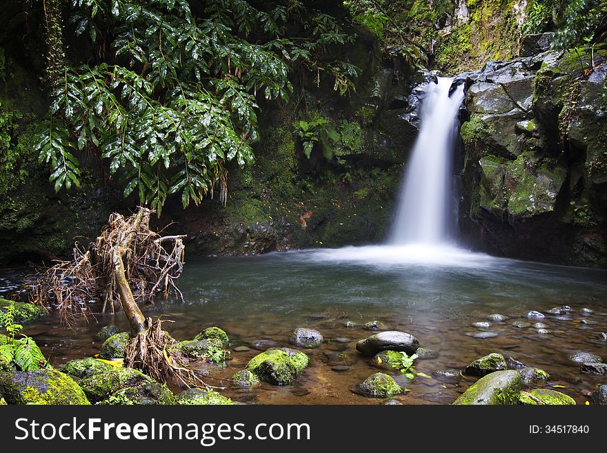 Waterfall in SÃ£o Miguel island in Azores. Waterfall in SÃ£o Miguel island in Azores.