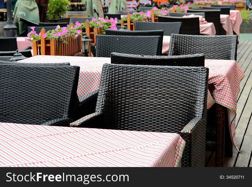 chairs and tables of an outdoor restaurant. chairs and tables of an outdoor restaurant