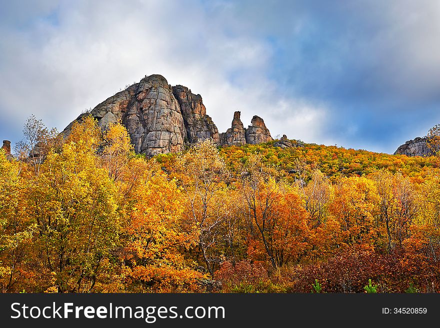 The Lama mountain of autumn woods surround