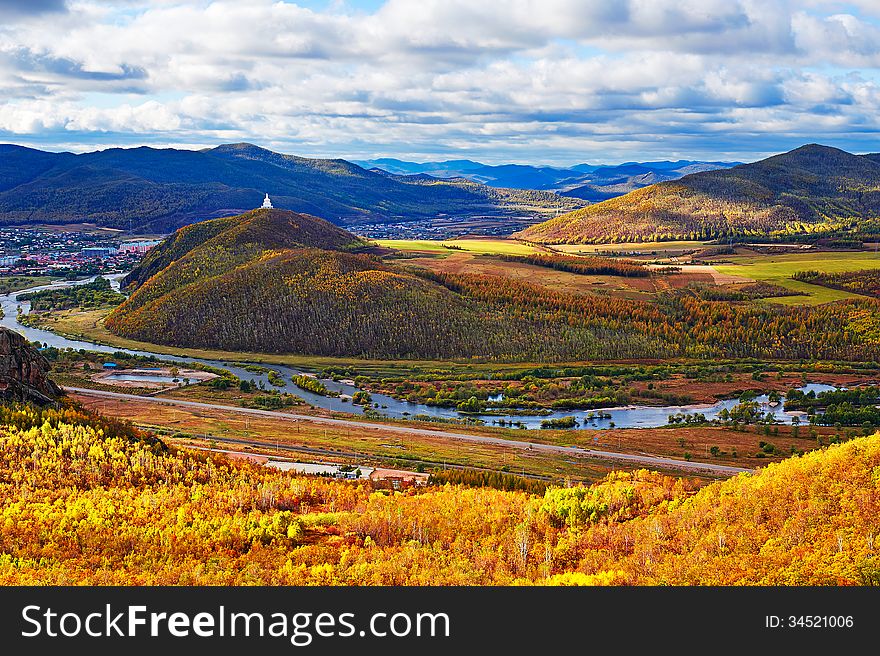 The photo taken in China's inner mongolia autonomous region hulun buir city yakeshi bahrain town,Lama (buddhist monk) mountain national forest park.The time is September 20, 2013. The photo taken in China's inner mongolia autonomous region hulun buir city yakeshi bahrain town,Lama (buddhist monk) mountain national forest park.The time is September 20, 2013.