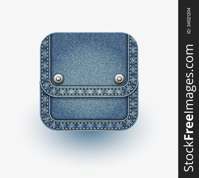 App icon . Realistic denim. Eps 10