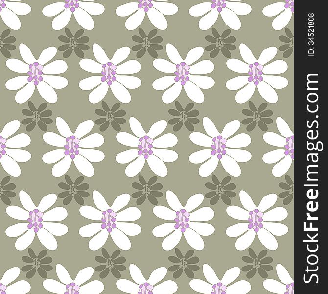 Floral Seamless Pattern On A Colored Background