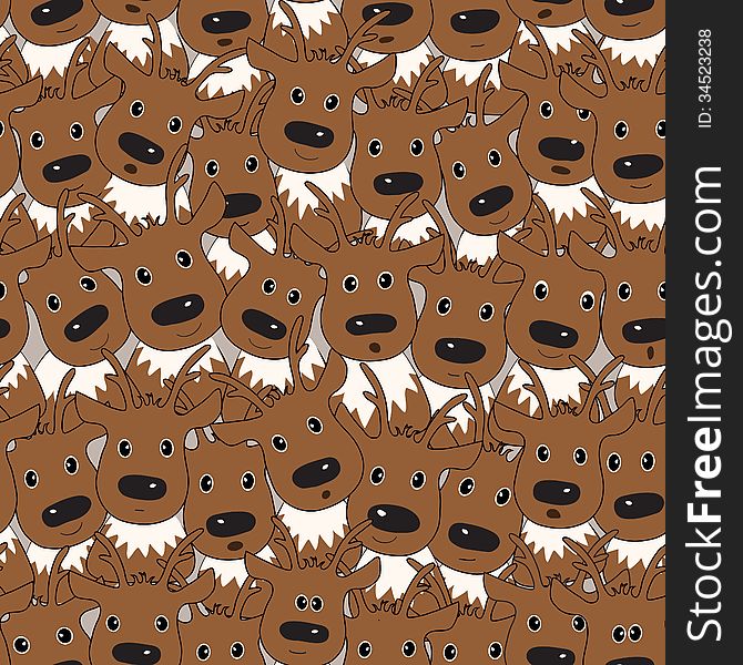 Vector seamless pattern with deers